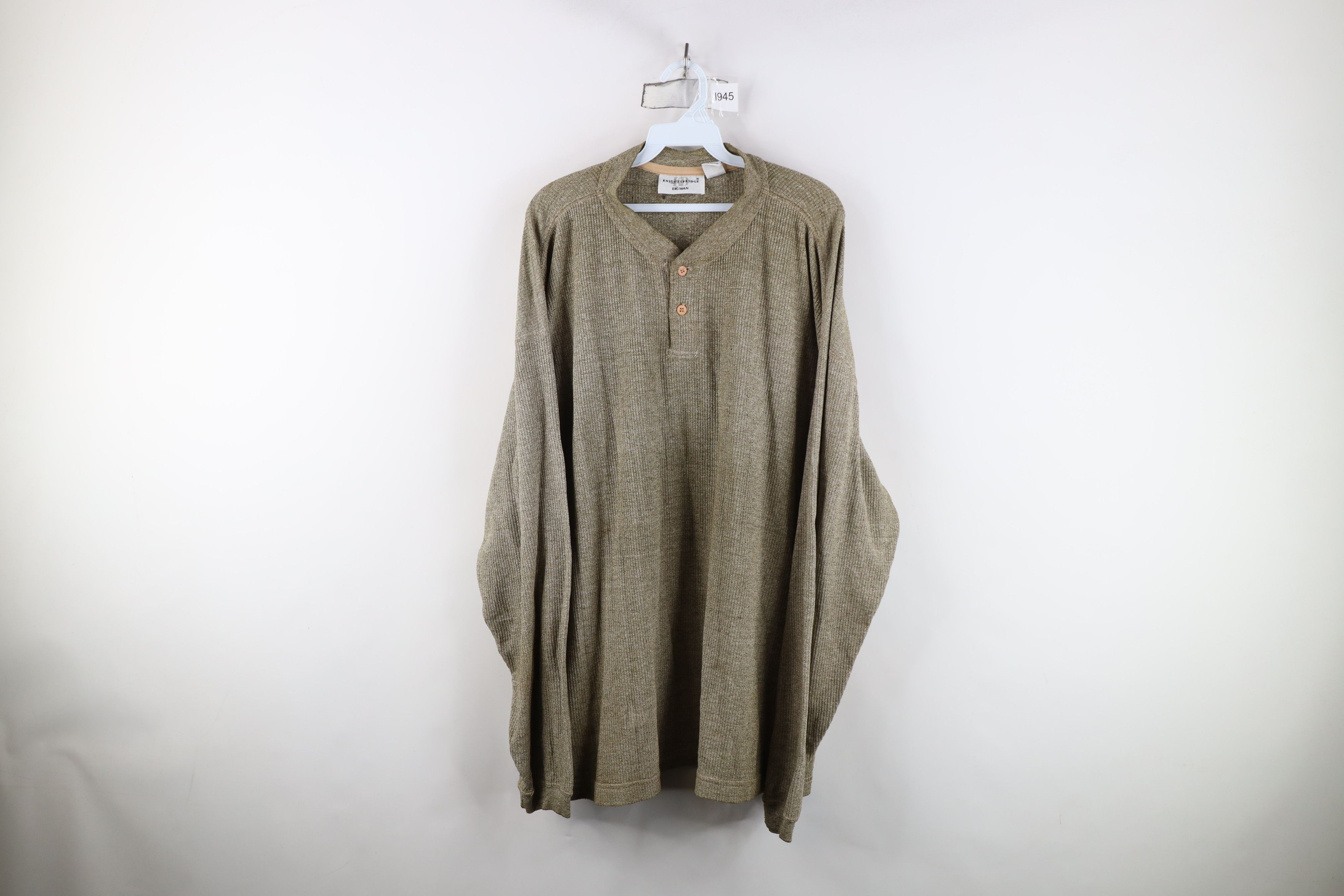 Vintage Vintage 90s Streetwear Blank Thermal Knit Henley T-Shirt Size US XXL / EU 58 / 5 - 1 Thumbnail