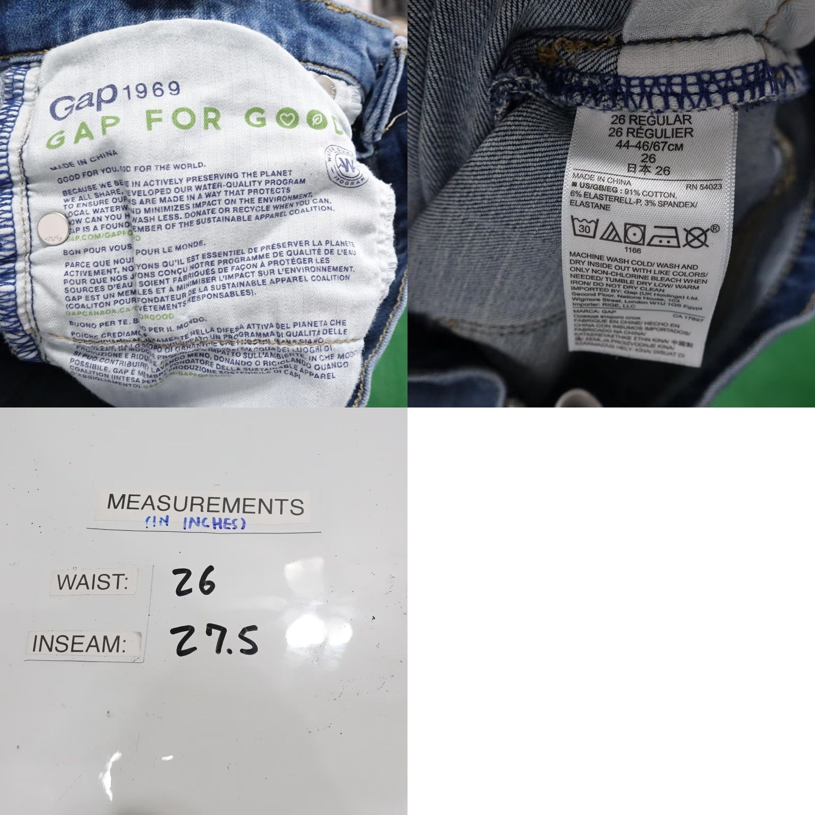 Gap VINTAGE GAP 1969 True Skinny Jeans Womens 26 Blue Mid Rise Distressed Stretch Denim Size 26" / US 2 / IT 38 - 8 Thumbnail