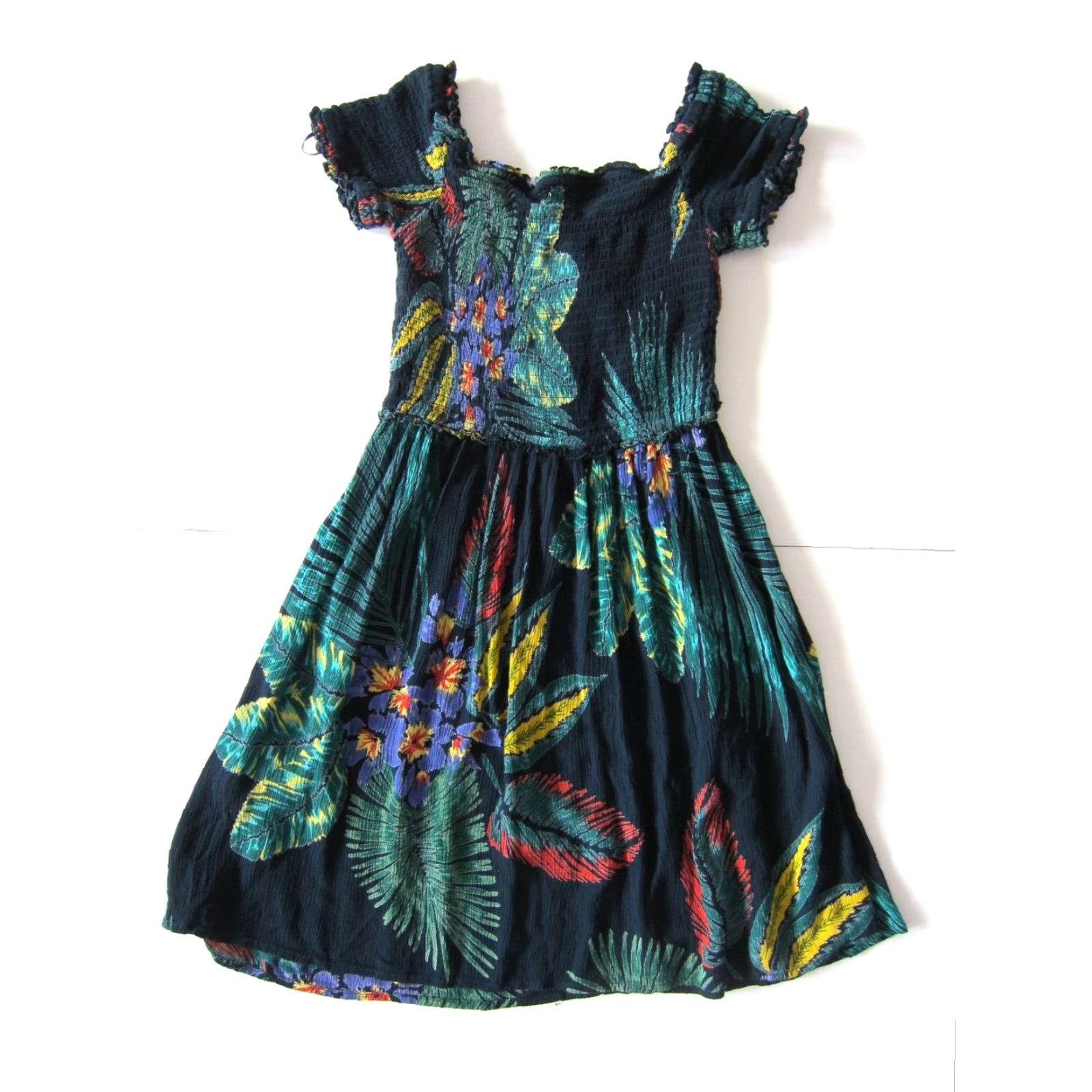 Vintage VINTAGE Patrons Of Peace 100% Rayon Green Red Yellow Floral Empire Boho Dress Small Size S / US 4 / IT 40 - 2 Thumbnail