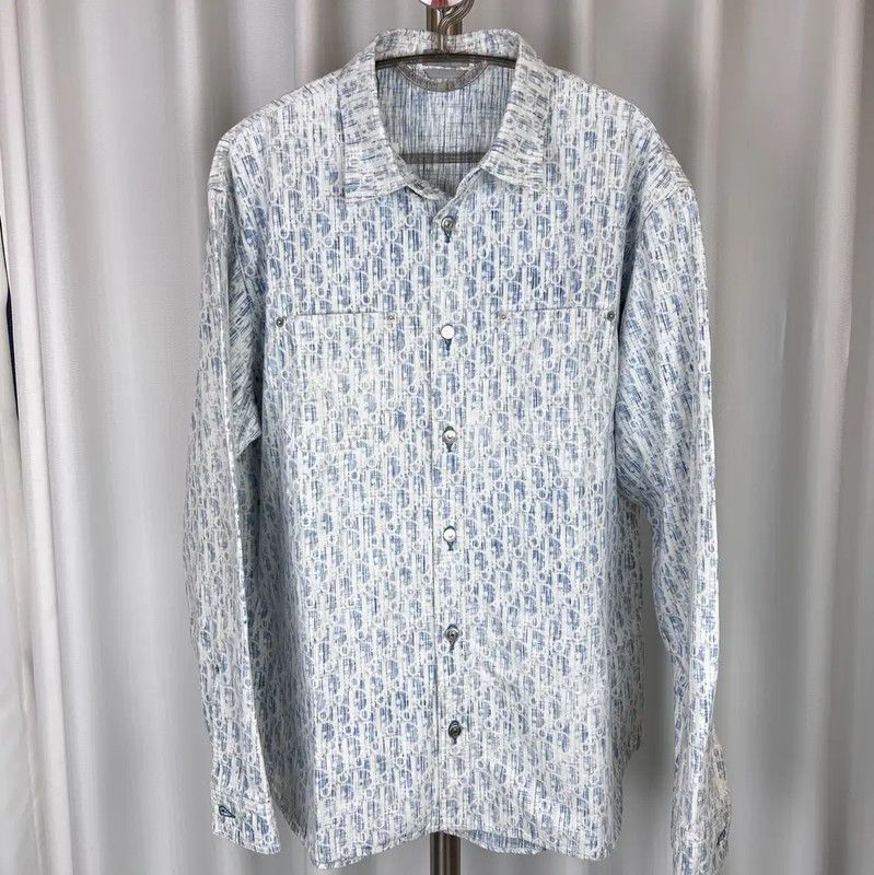 Dior Dior Light Blue Cotton Button-Up Shirt 0089 Size US XL / EU 56 / 4 - 1 Thumbnail