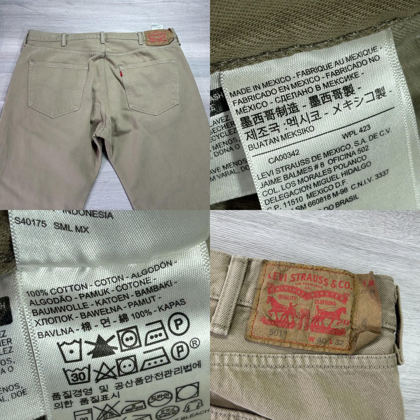 Levi's Levi's 501 Jeans Mens 40x32 Beige Button Fly Straight Denim Medium Wash Pants Size US 40 / EU 56 - 9 Thumbnail