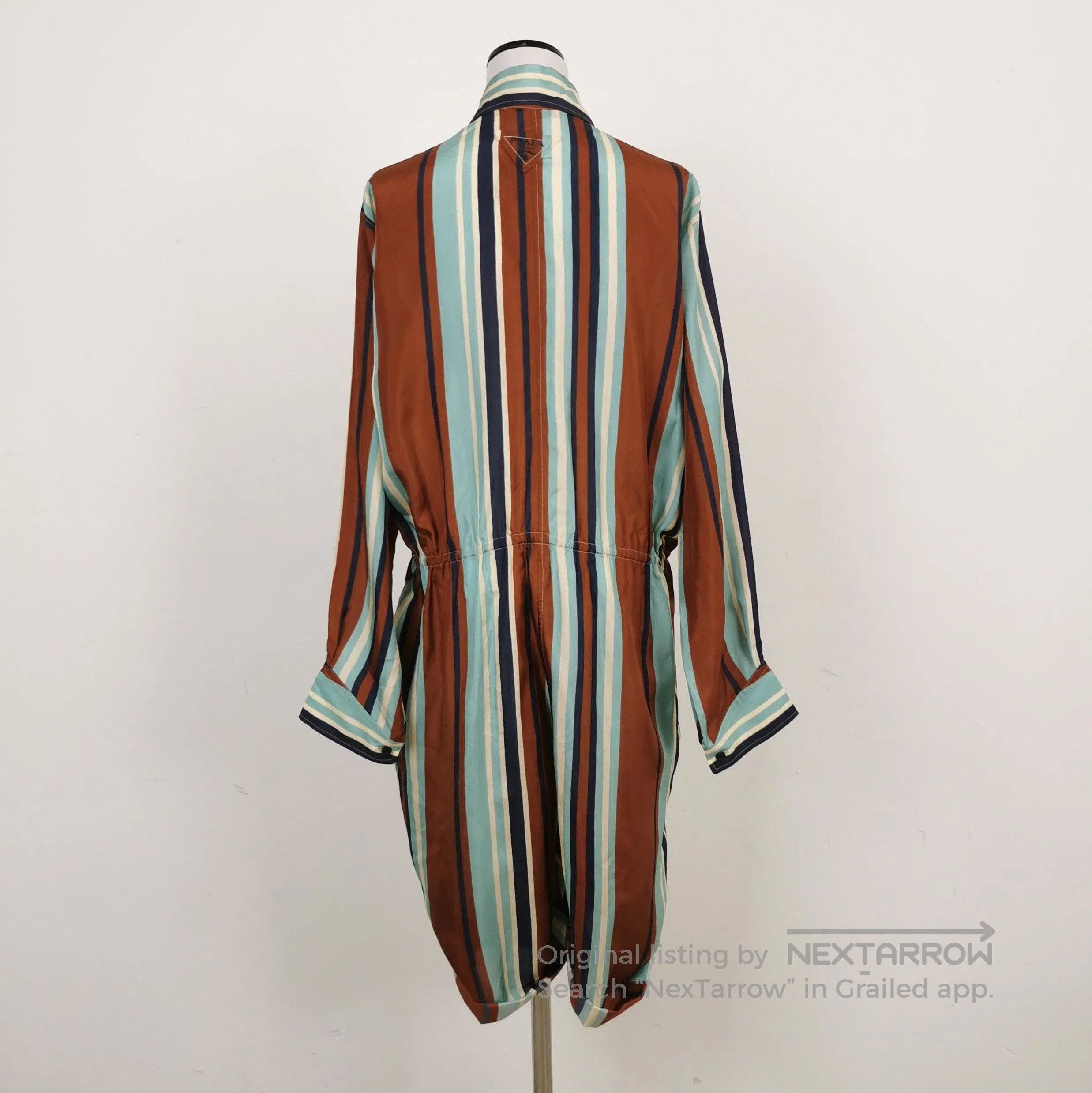 Prada Prada Striped Silk Long Sleeve Jumpsuit Size 4. Size 39" - 1 Thumbnail