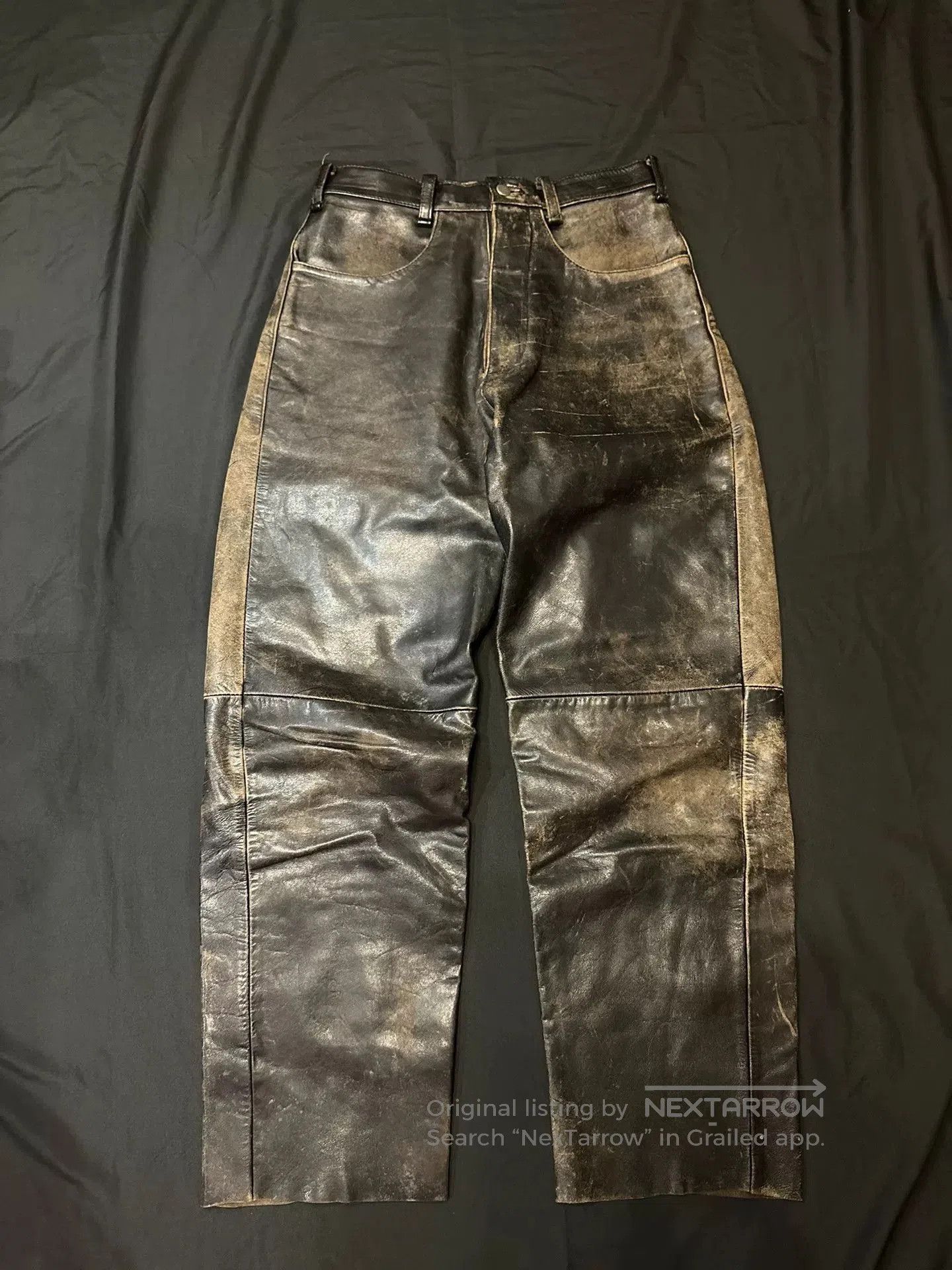 Vintage Vintage Distressed Pure Cowhide Leather Pants. Size US 30 / EU 46 - 1 Thumbnail