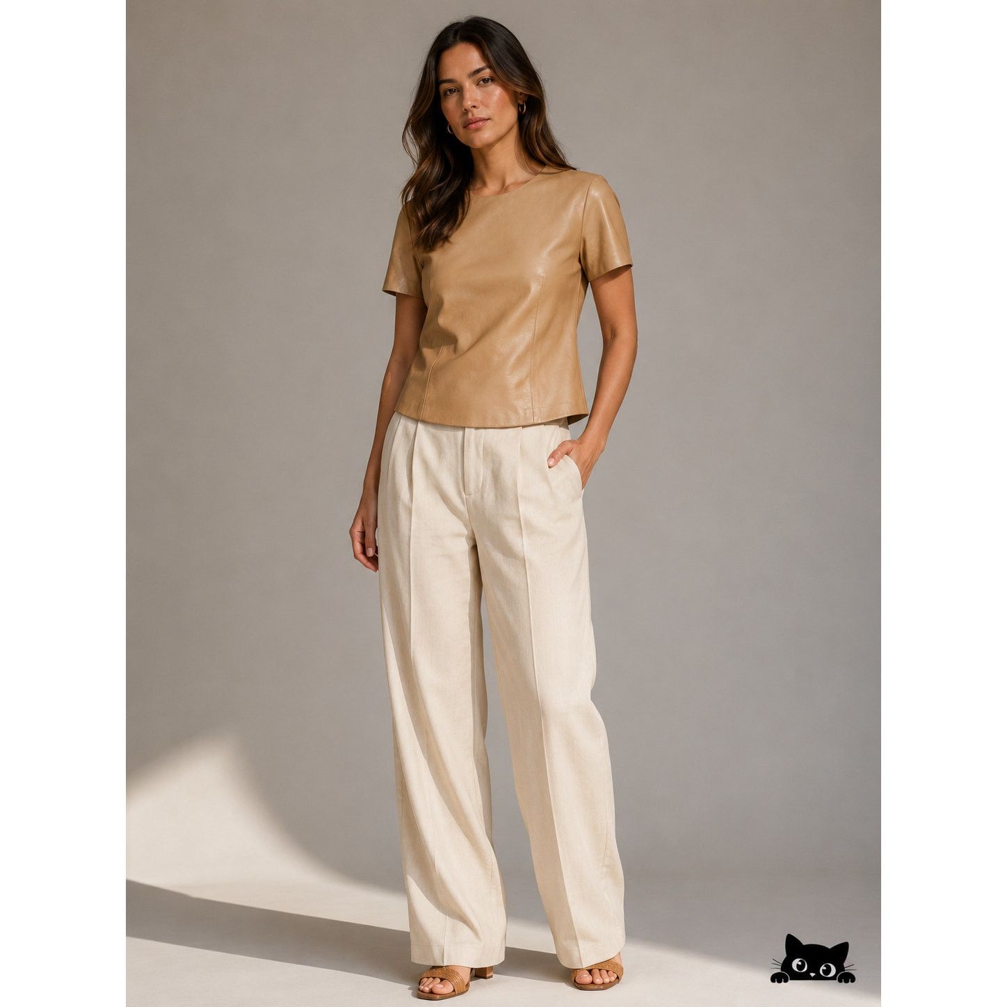 Other August Getty Leather Short Sleeve Back Zip Silk Lined Top 4 Size S / US 4 / IT 40 - 3 Thumbnail
