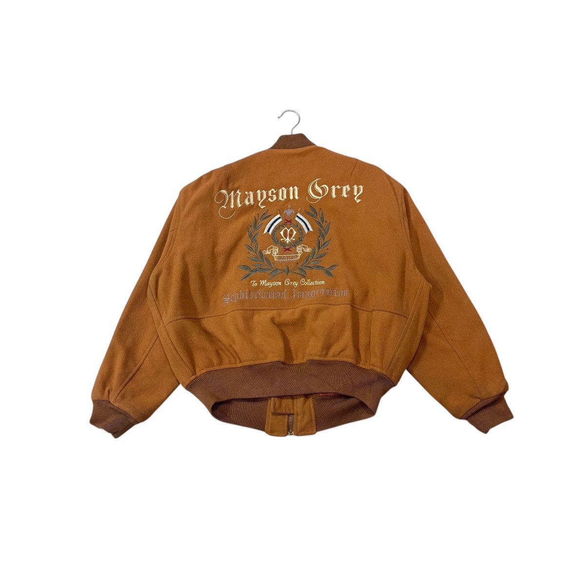 Japanese Brand Vintage Mayson Grey Wool Varsity Bomber Jacket Size US M / EU 48-50 / 2 - 1 Thumbnail