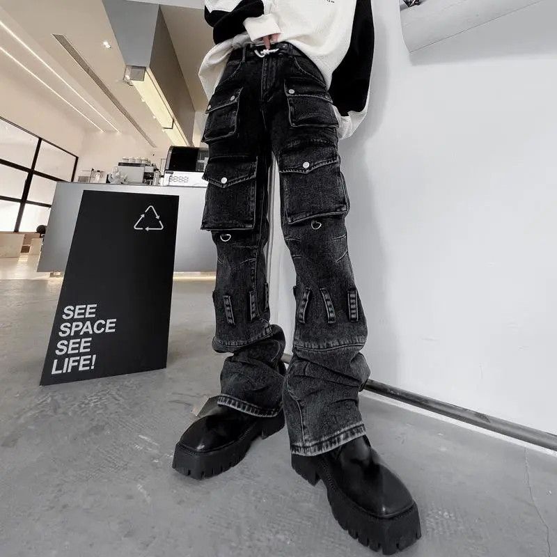 Japanese Brand × Jean Cargo Wide Leg Jeans, Grunge Jeans Size US 28 / EU 44 - 1 Thumbnail