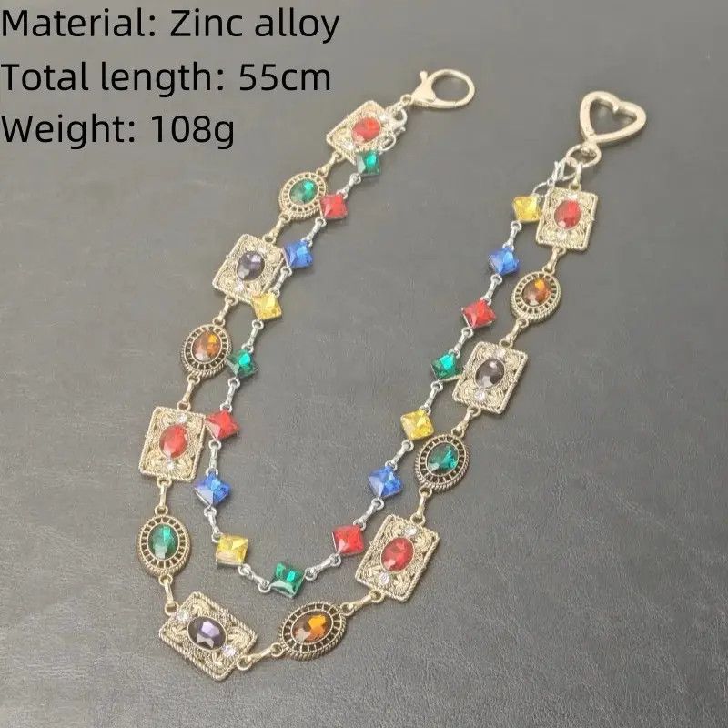 Jewelry Round Bead Rhinestone Multicolor Punk Pants Chain Size ONE SIZE - 3 Thumbnail