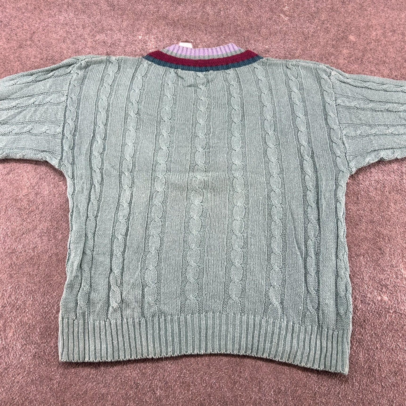 Cos VINTAGE COSI Sweater Womens L Green Pullover Cable Knit V Neck 90s Fall Winter Spring Casual Womens Size L / US 10 / IT 46 - 7 Thumbnail