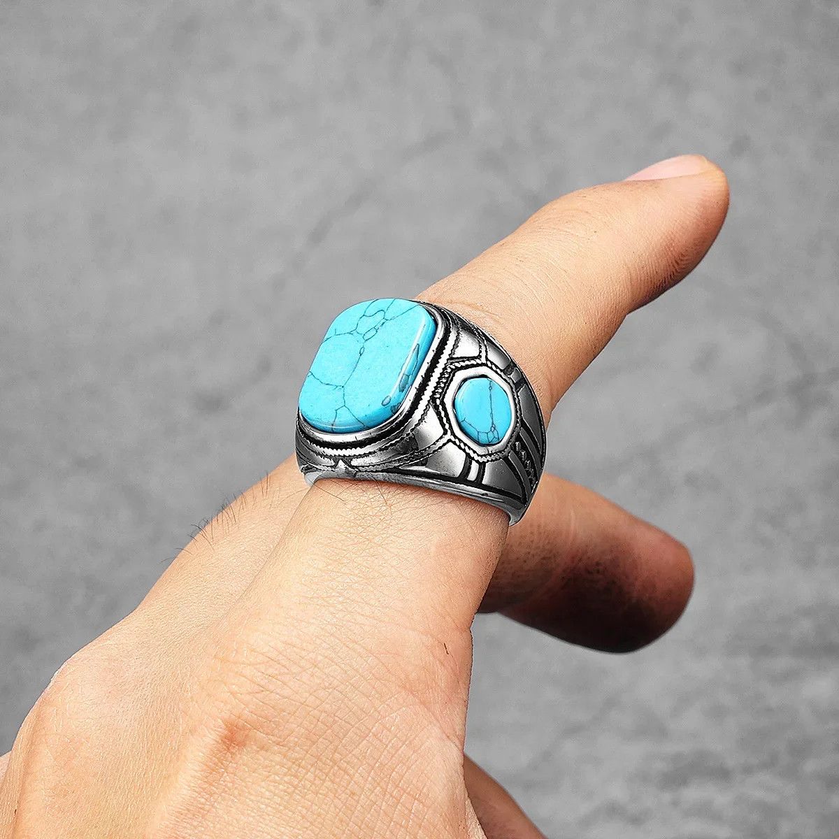 Japanese Brand × Jewelry × Vintage Luxury Turquoise Carved Ring Size ONE SIZE - 1 Thumbnail