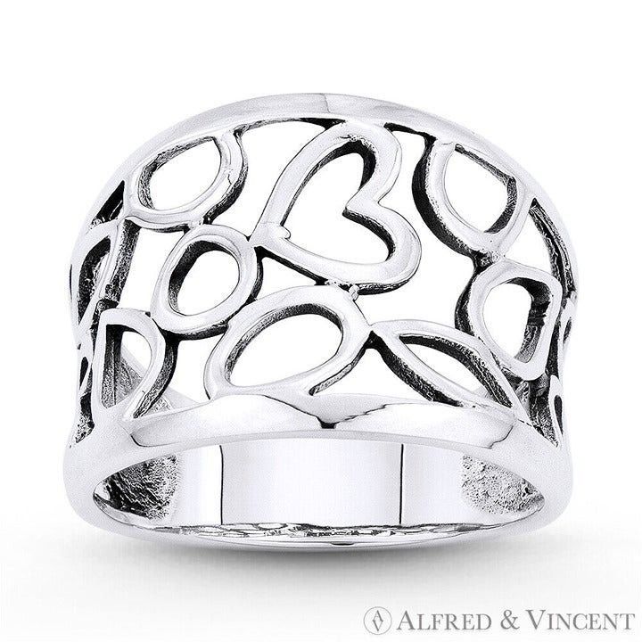 Other Heart Charm & Freeform Cutout Wide Band Ring Size ONE SIZE - 1 Preview