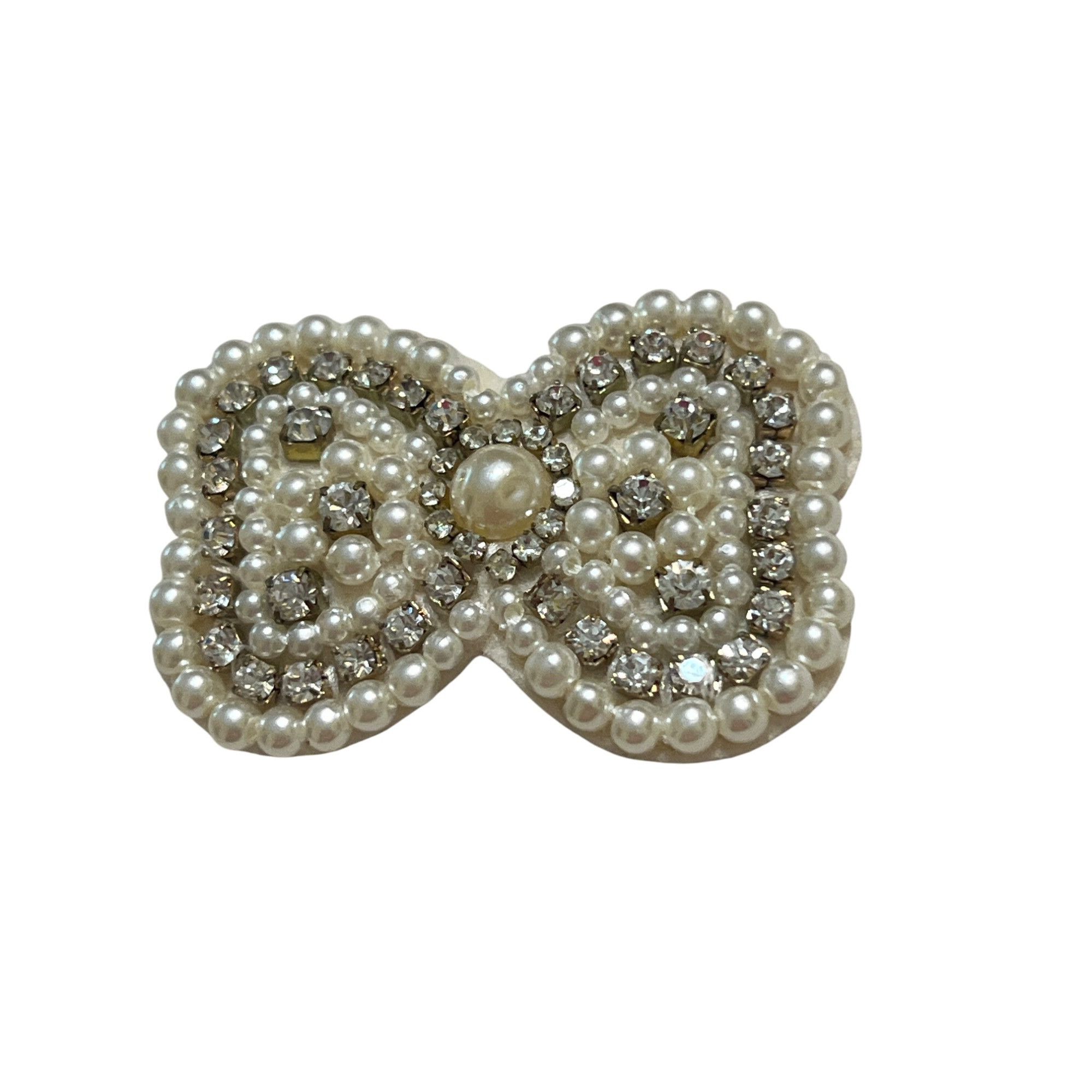 Other Set Of 2 Faux Pearl Rhinestone Bow Hair Clips Barrettes Girl Size ONE SIZE - 3 Thumbnail