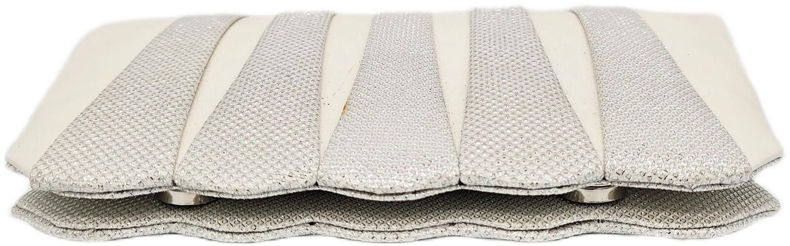 Unknown London Elegant White and Silver Evening Clutch Bag with Chain Strap Size ONE SIZE - 6 Thumbnail