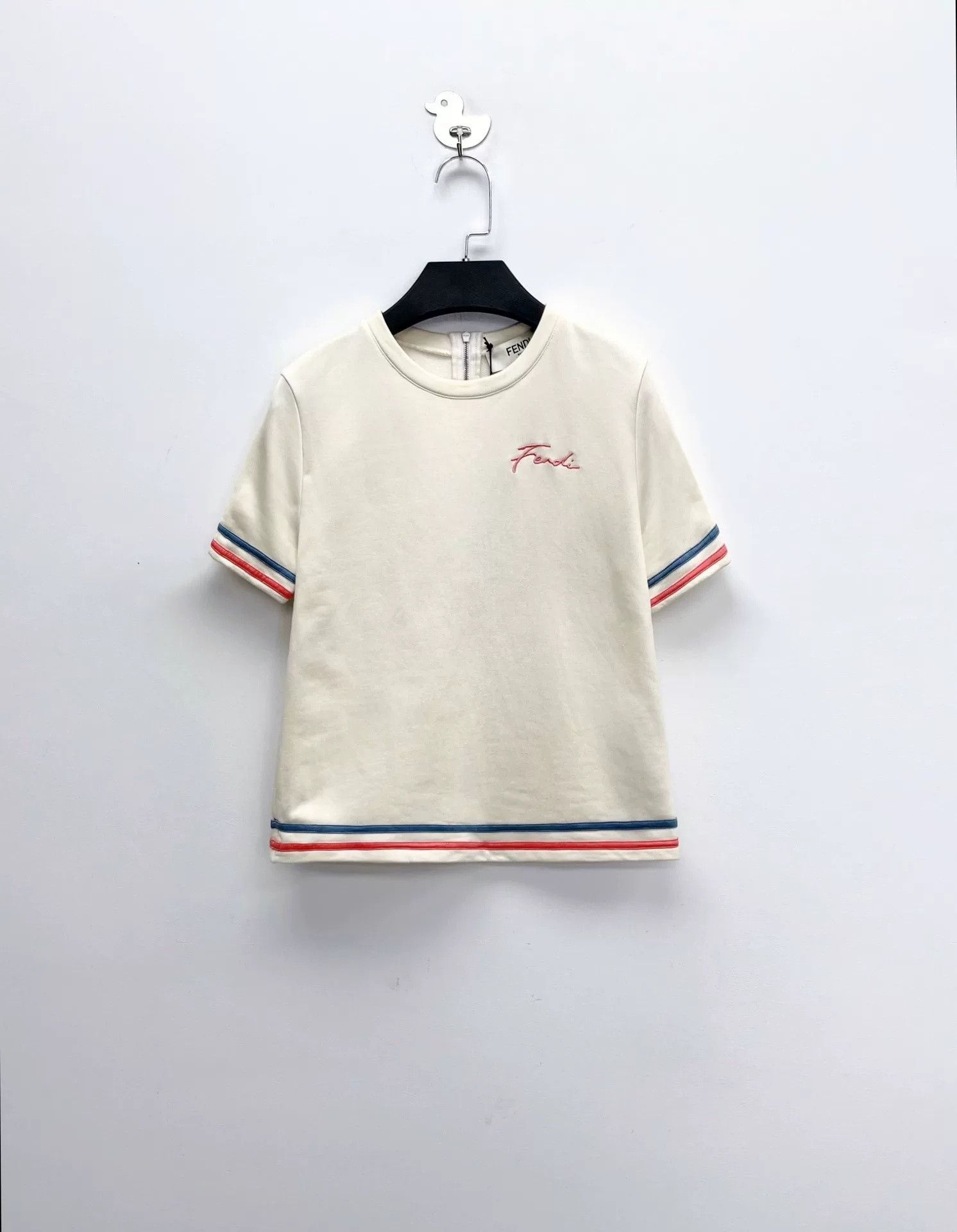 Fendi Fendi Constellation White Striped Logo Zip Tee Size US M / EU 48-50 / 2 - 1 Thumbnail