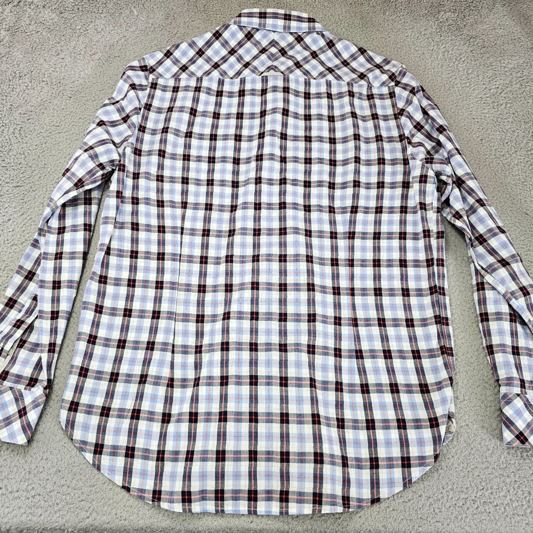 Vintage 7 Diamonds Shirt Mens Large Blue White Check Woven Button Up Long Sleeve Cotton Size US L / EU 52-54 / 3 - 5 Thumbnail