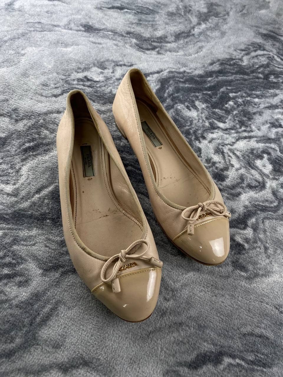 Prada Prada Quilted Bow Leather Ballet Flats Women Size 38 Beige Size US 8 / IT 38 - 1 Thumbnail