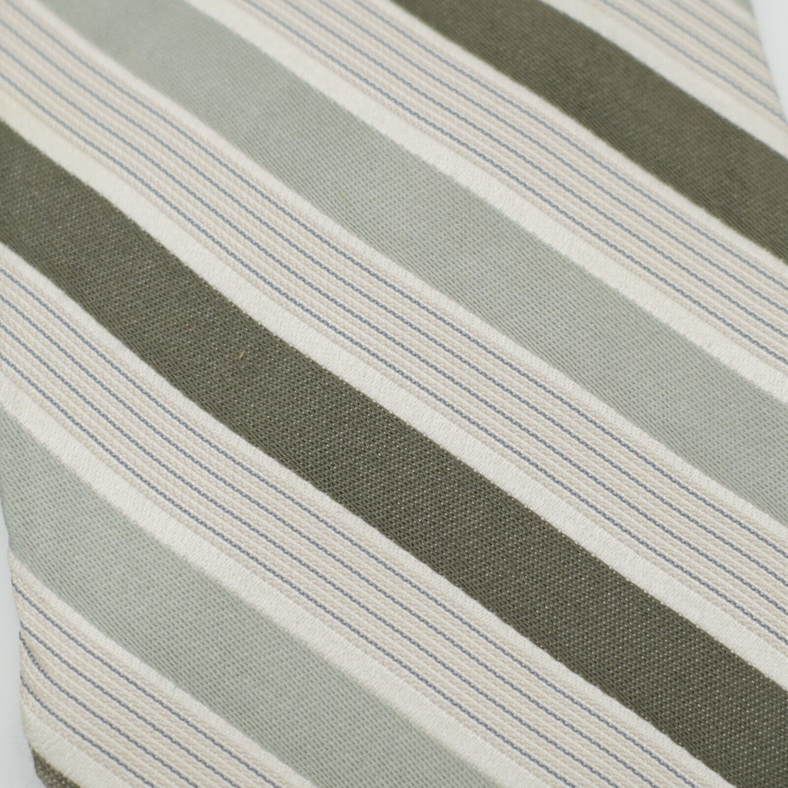 Calvin Klein Calvin Klein Green Brown Tan Striped Woven Silk Tie Size ONE SIZE - 2 Thumbnail
