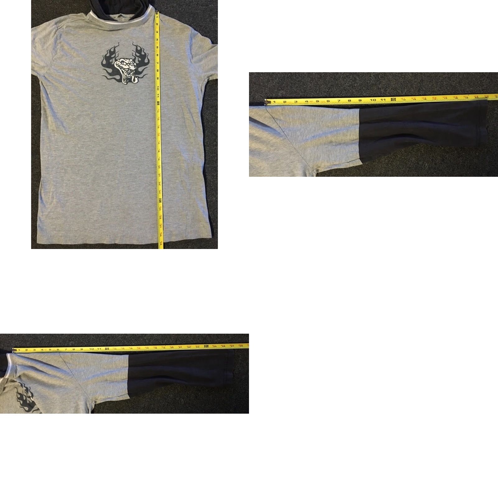 JNCO VINTAGE Snake Flames Hooded Shirt M Gray Long Sleeve T-Shirt Men Size M Grunge Emo 90s Y2K Fire Surf Skate Harley Punk Rock Beach California USA Size US M / EU 48-50 / 2 - 10 Thumbnail