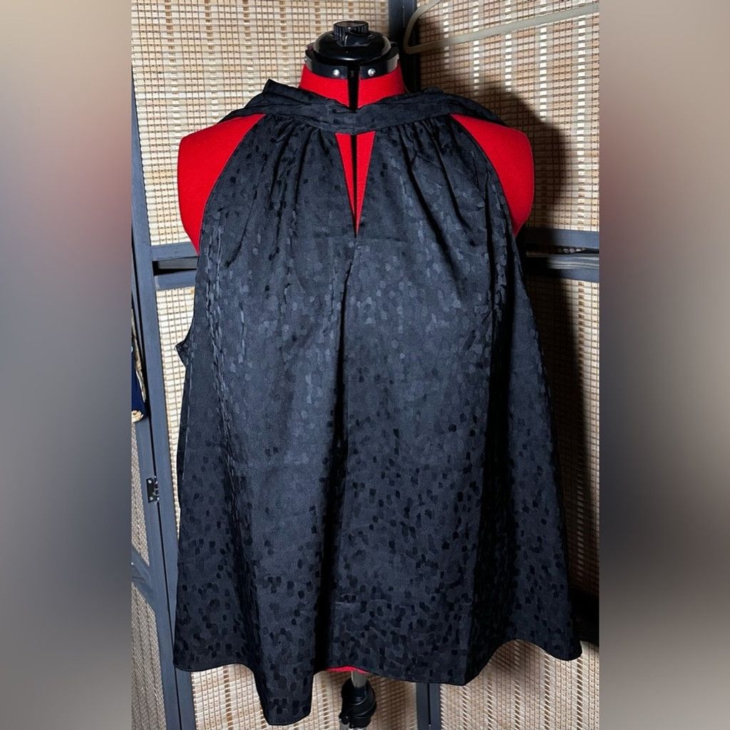 Worthington Worthington Black Jacquard Sleeveless Blouse Size 4XL / US 24-26 - 1 Thumbnail