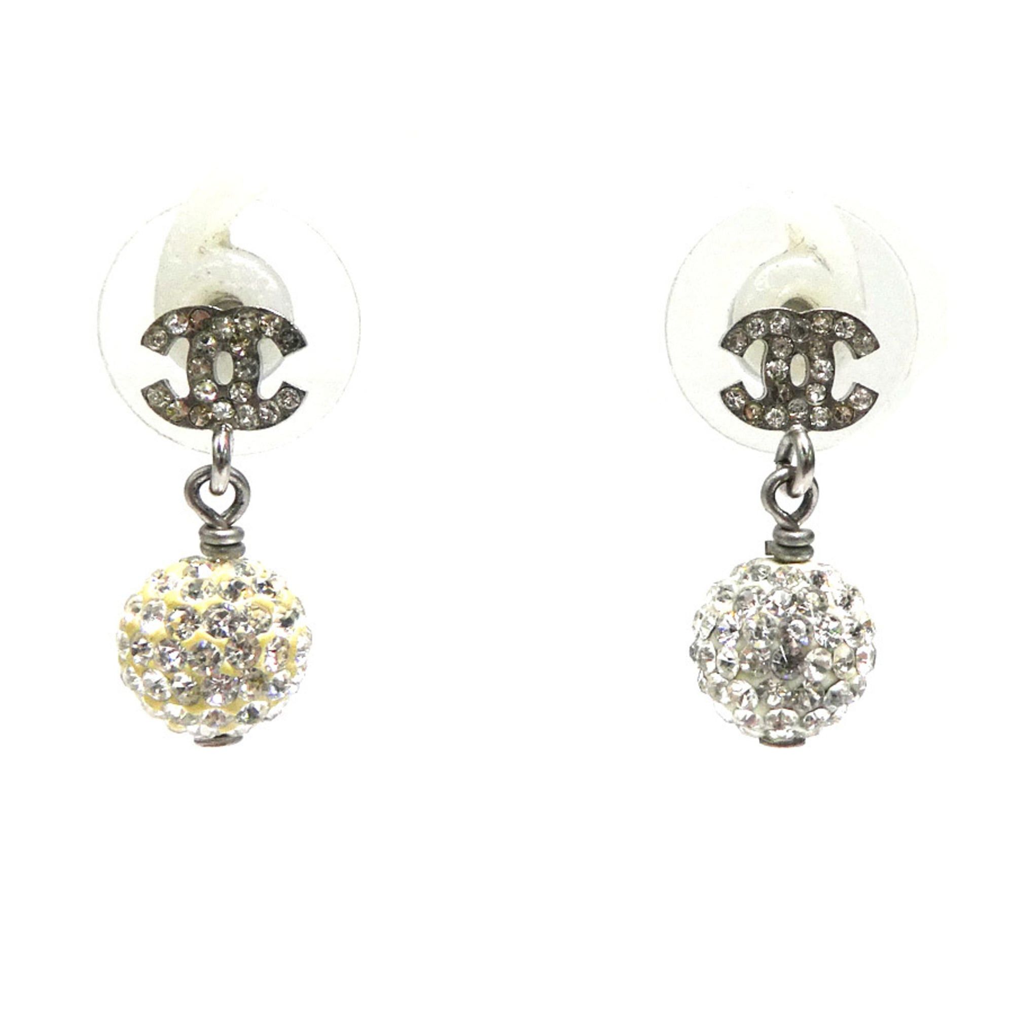 Chanel CHANEL Metal Rhinestone Earrings, Silver, Women's, Free Shipping, H32005k Size ONE SIZE - 1 Thumbnail