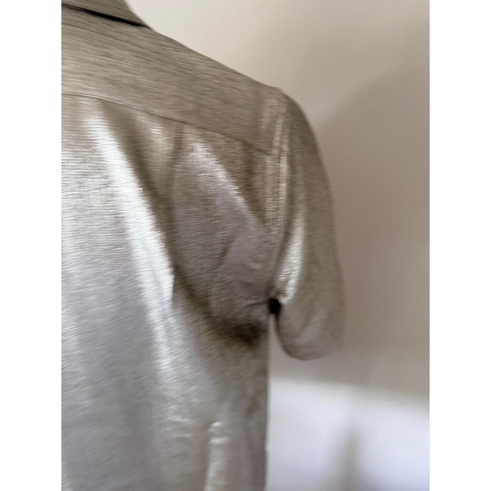 Dries Van Noten Dries Van Noten Camp Collar Lamé Shirt Silver IT 50 US L Size US L / EU 52-54 / 3 - 6 Thumbnail