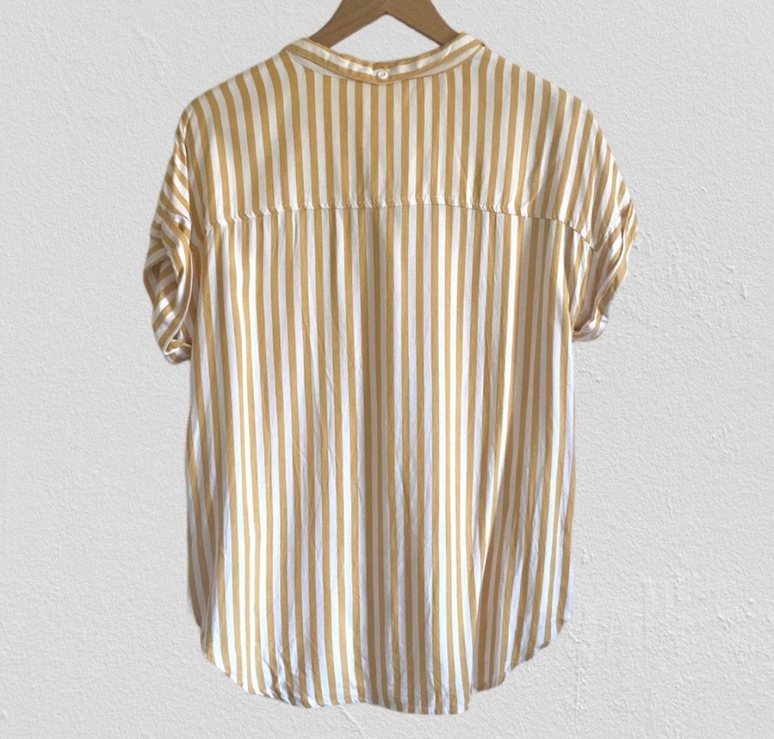 Other PER SE BY CARLISLE SHORT SLEEVE STRIPED BUTTON UP BLOUSE TOP Size L / US 10 / IT 46 - 11 Thumbnail