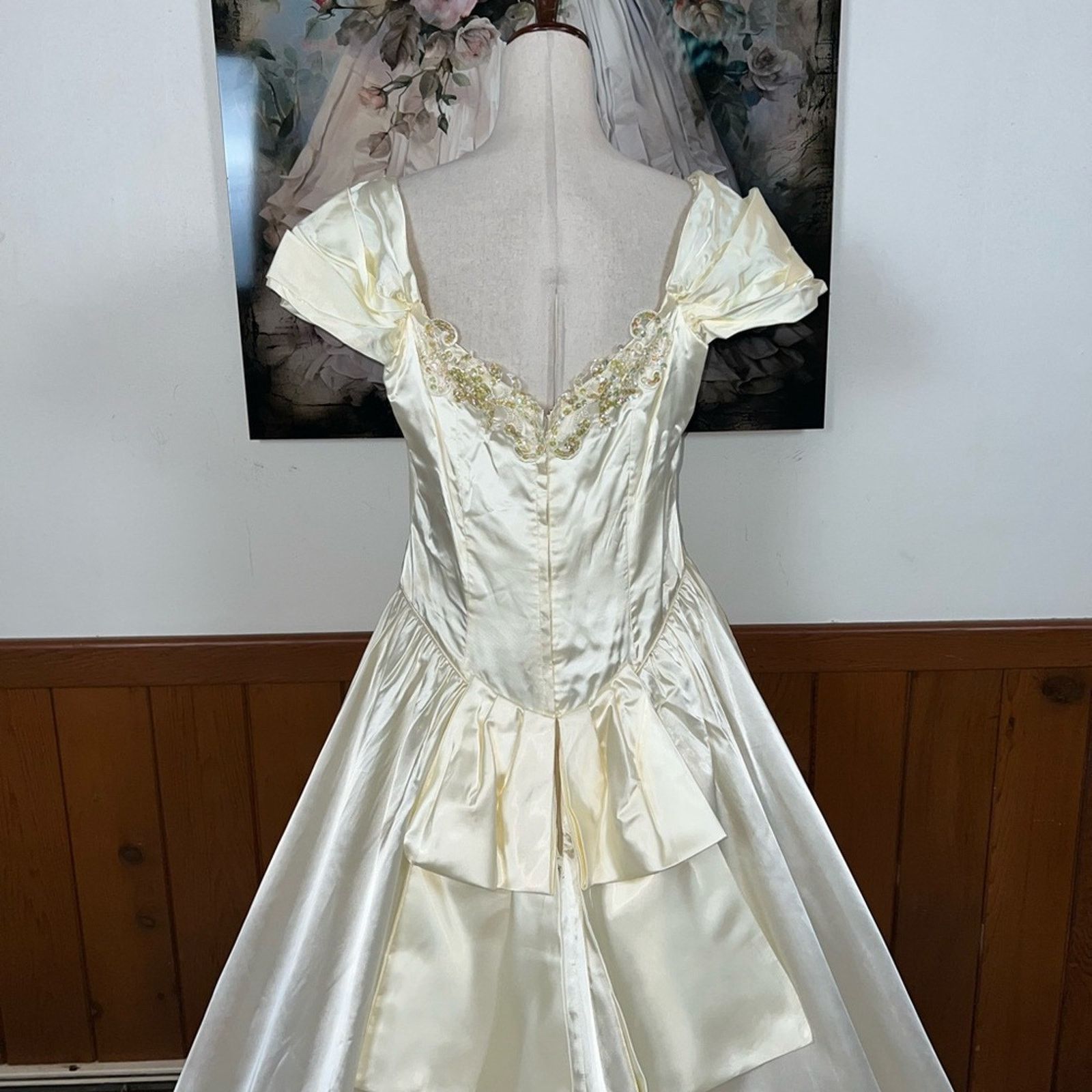 Other Vintage 1980s Alfred Angelo Ivory Satin Wedding Gown! Size XXL / US 16-18 / IT 52-54 - 8 Thumbnail