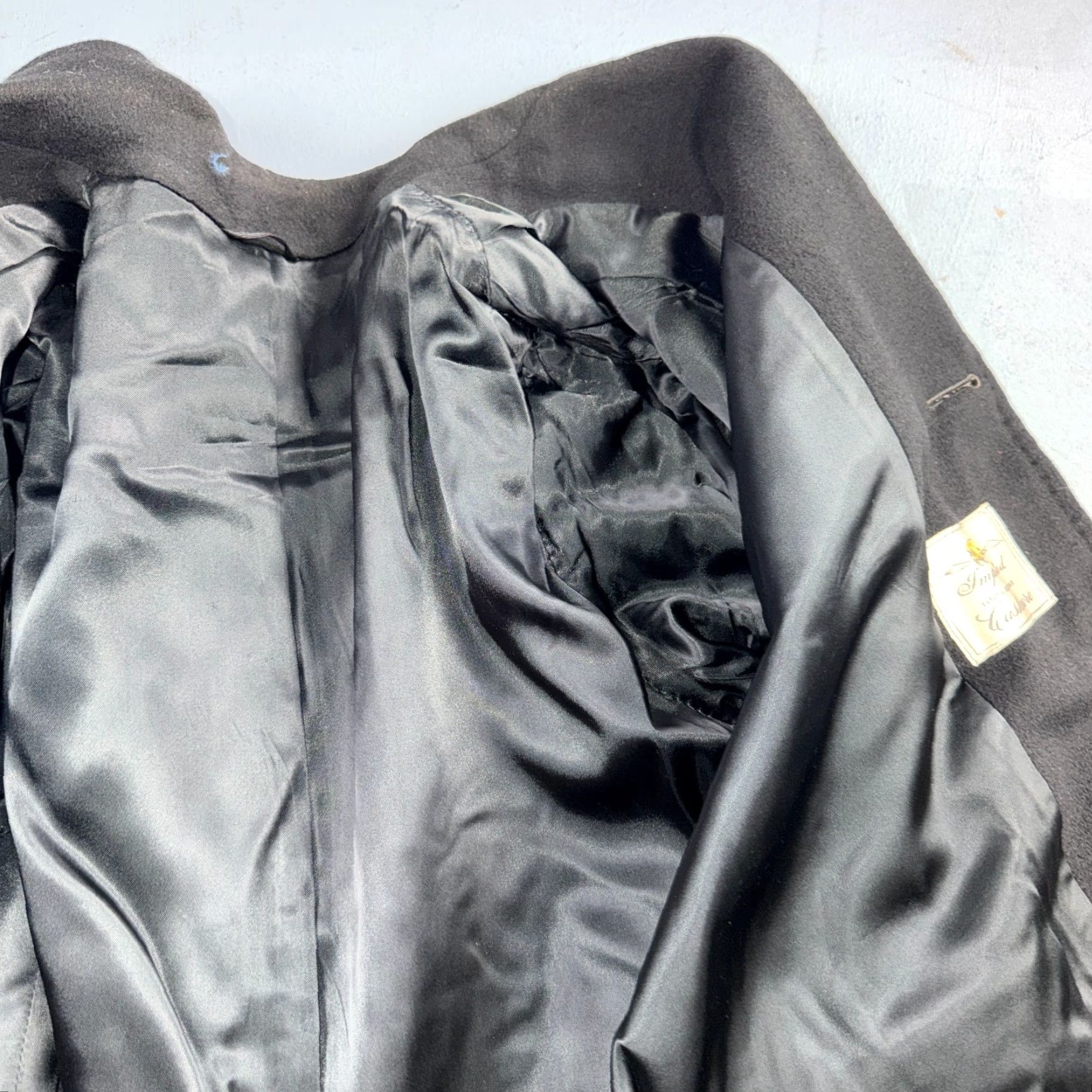 Vintage VINTAGE Black Wool Cashmere Overcoat Men’s 42 Long Retro Trench 1950s 1960s Size US XS / EU 42 / 0 - 7 Thumbnail