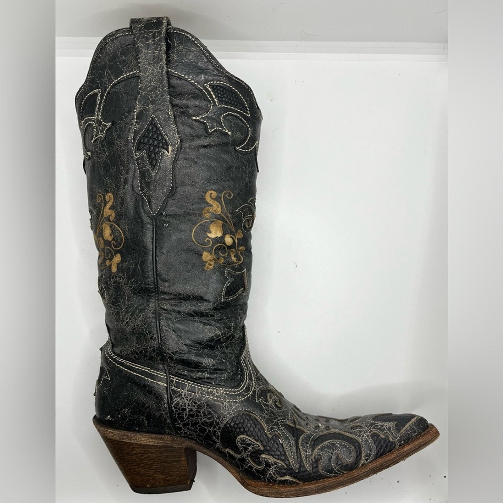 Other Lizard overlay Leather Cowgirl Boots Size US 6 / IT 36 - 7 Thumbnail