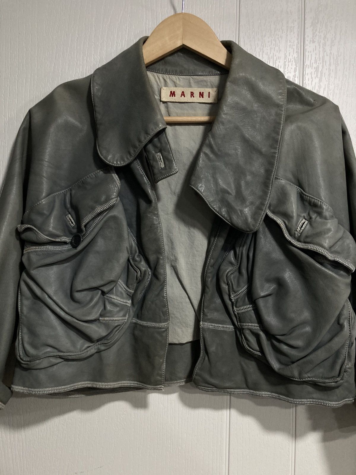 Marni 2000s Marni Gasmask Cropped Leather Jacket Size US S / EU 44-46 / 1 - 6 Thumbnail