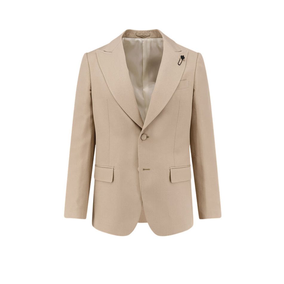 Lardini LARDINI Beige Single-breasted viscose and silk blazer Jacket Size US M / EU 48-50 / 2 - 1 Thumbnail
