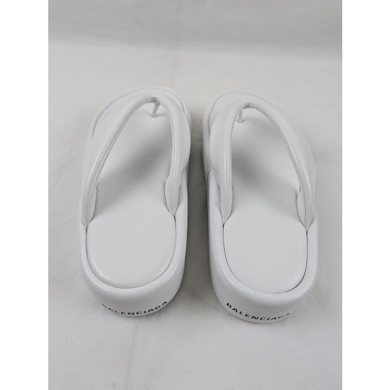 Balenciaga o1rshd1 Smooth Nappa/ Logo Slides in White/Black Size US 10 / IT 40 - 11 Thumbnail
