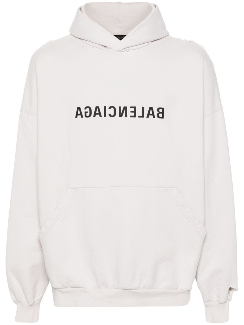 o1tr1nto0725 Mirror Torn Hoodie Large Fit in Off White