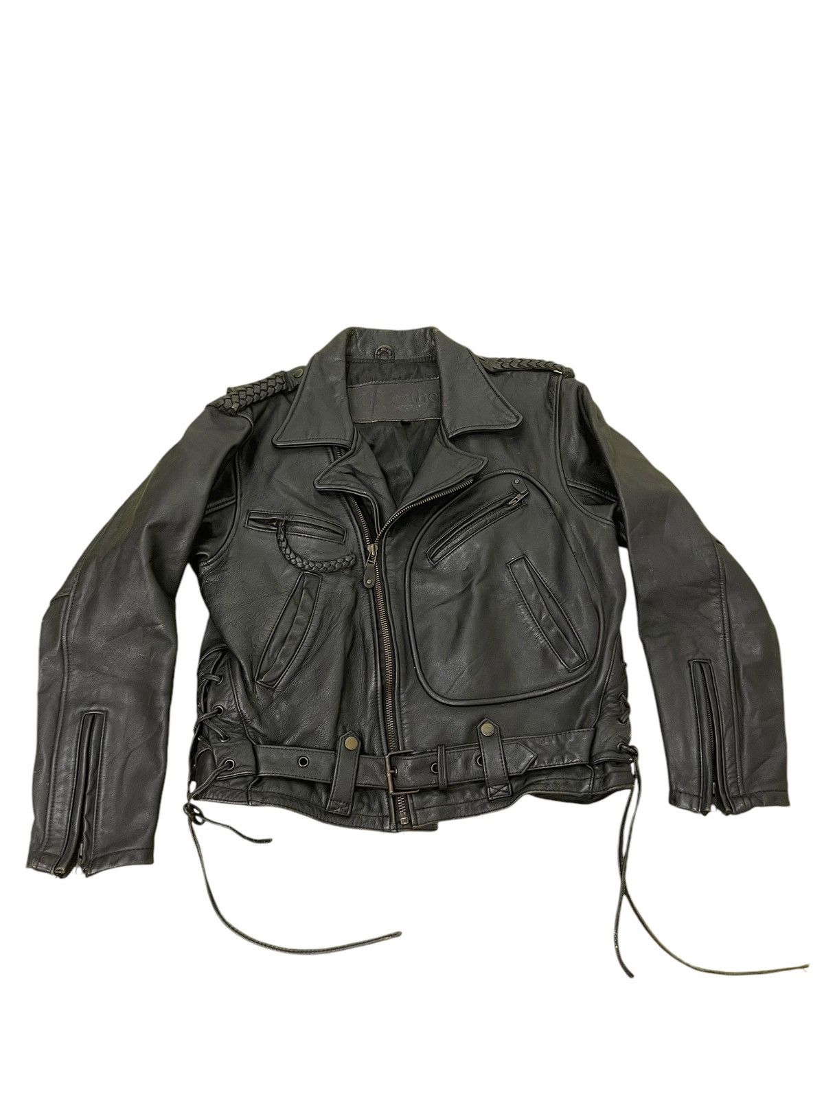 Kadoya Vtg Kadoya Akira Leather Jacket Cowhide Double Collar 2🟦 Size US L / EU 52-54 / 3 - 2 Thumbnail