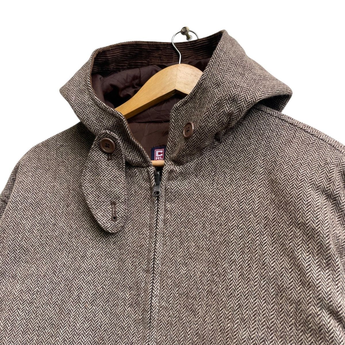 Chaps Ralph Lauren × Polo Ralph Lauren 💥Vintage Chaps Ralph Lauren Herringbone Hooded Zipper Jacket Size US M / EU 48-50 / 2 - 3 Thumbnail