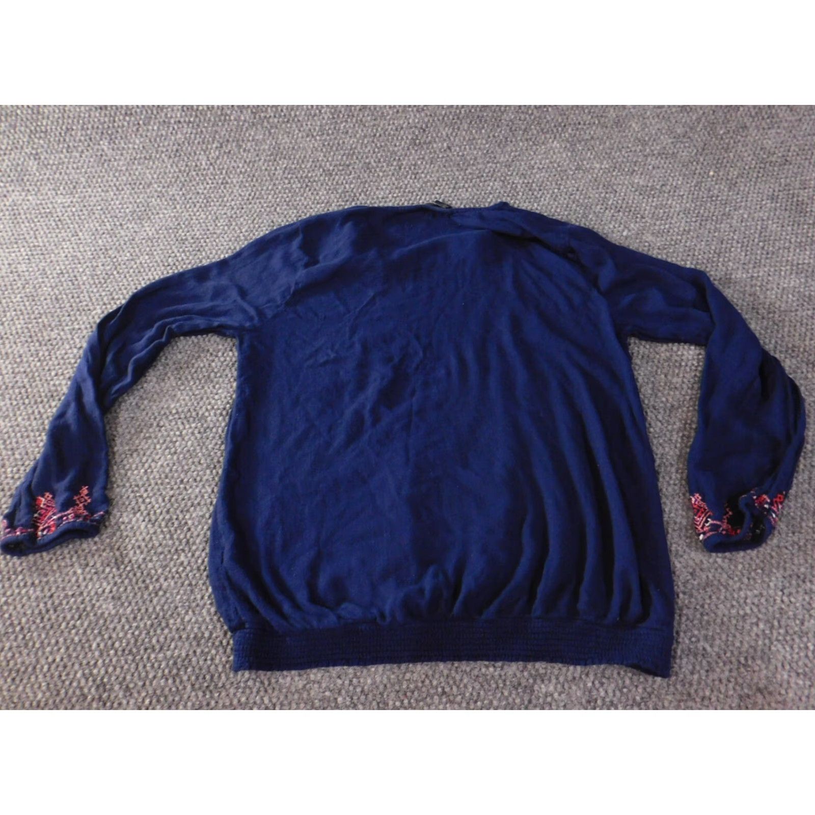 Lucky Brand Lucky Brand Blouse Shirt Womens L Blue V-Neck Pullover Graphic Tribal Casual Size L / US 10 / IT 46 - 7 Thumbnail