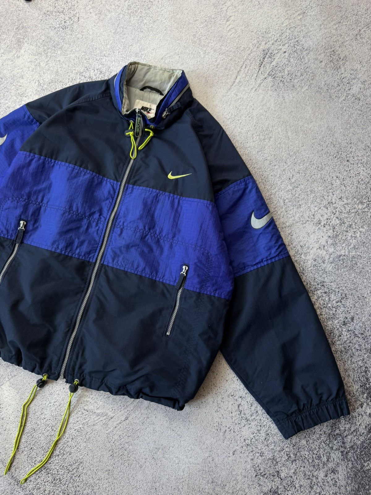 Nike Nike Vintage 90s Big SWOOSH Logos Navy/Blue Nylon Jacket Size US L / EU 52-54 / 3 - 5 Thumbnail