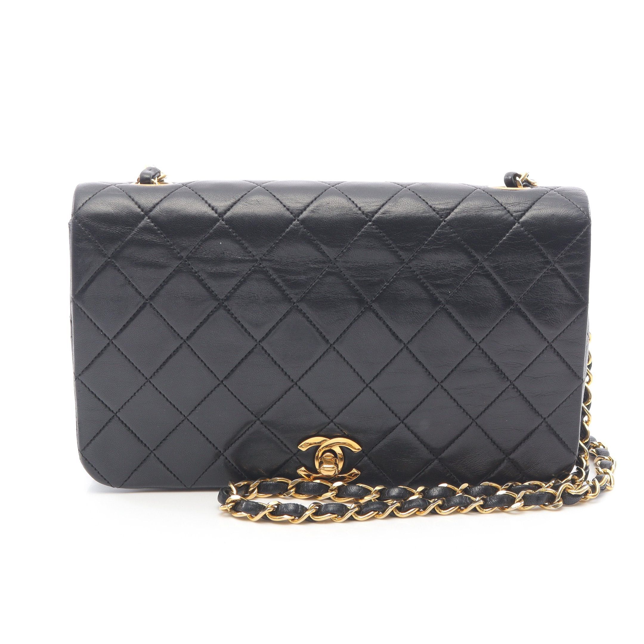 Chanel Chanel Full Flap Matelasse Chain Shoulder Bag Lambskin Black Gold Hardware Size ONE SIZE - 1 Thumbnail