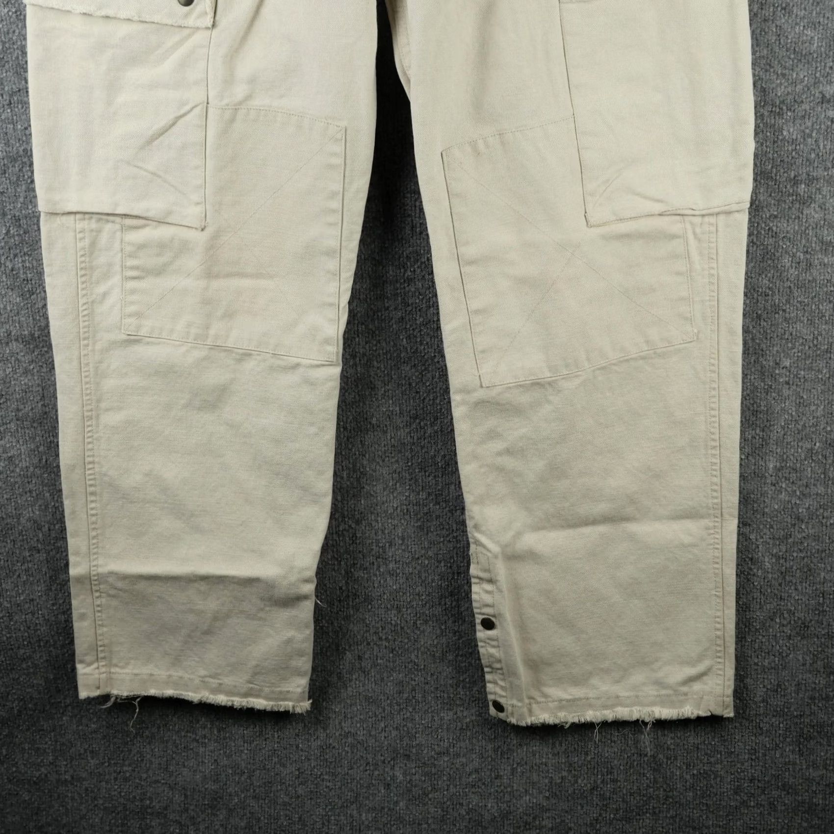 Ralph Lauren RRL Ralph Lauren Pants Mens 36x32 Beige Cargo Canvas Linen Utility Baggy Relaxed Straight Front Button Fly Pockets Cargo Pocket WW2 Inspired Size US 36 / EU 52 - 3 Thumbnail