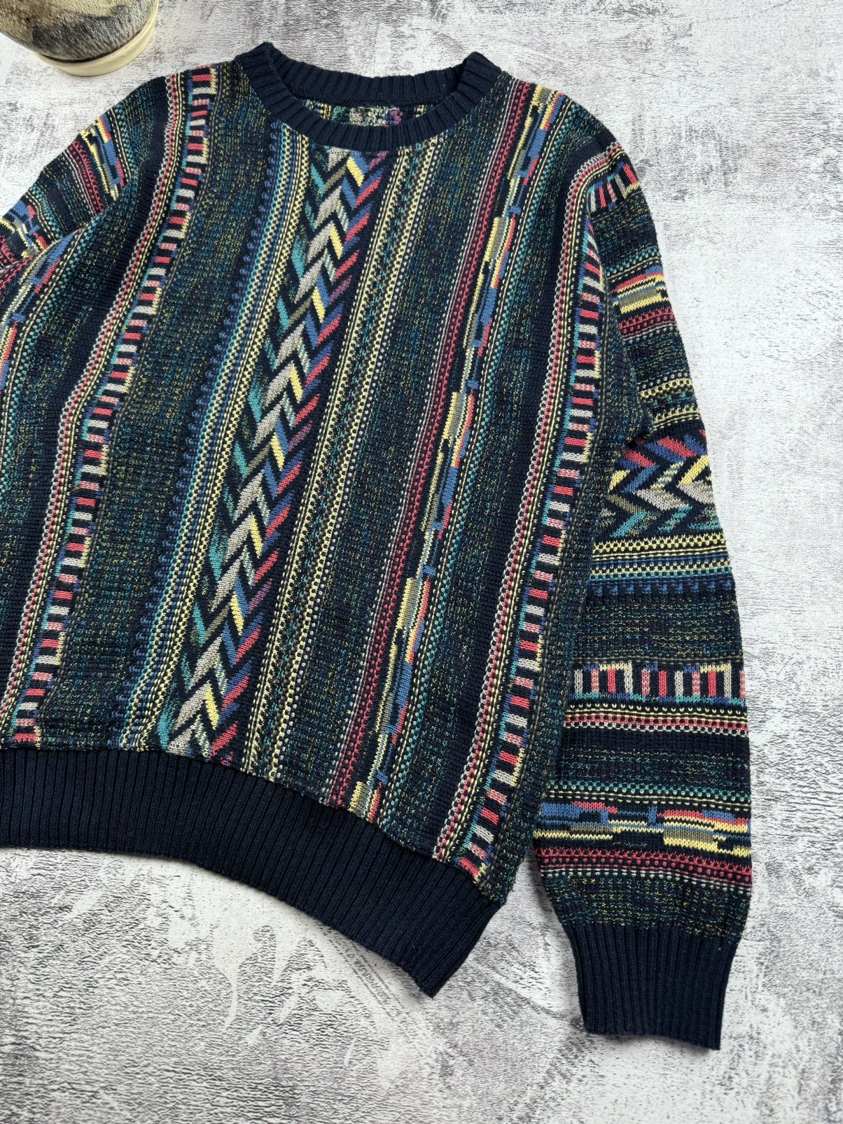Japanese Brand Vintage 90S Hippie Hip Hop USA Coogi Style Knited Sweater Size US L / EU 52-54 / 3 - 7 Thumbnail
