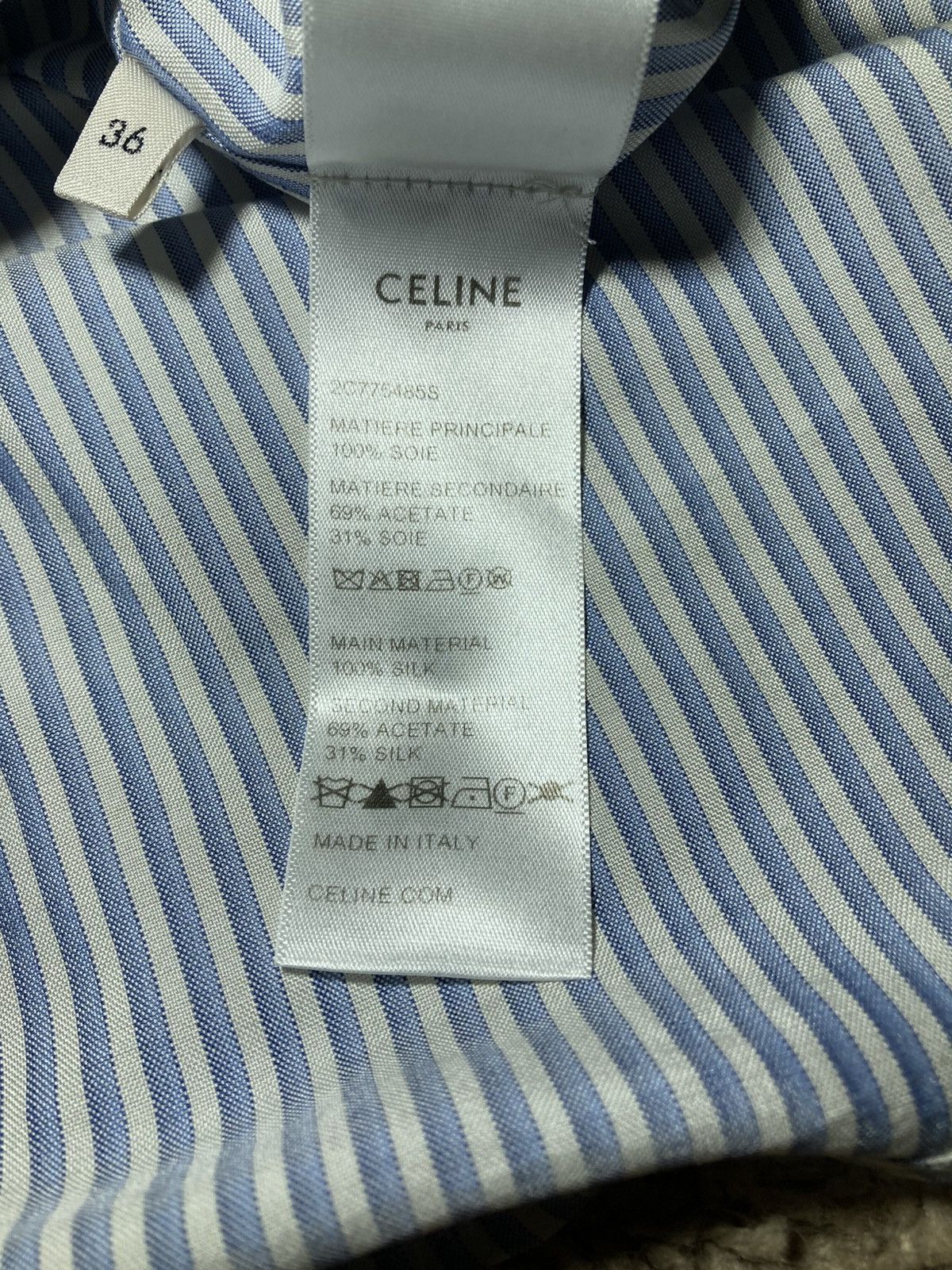 Celine SS22 Celine Oversized Striped Silk Shirt Triomphe 2022 Hedi Size US S / EU 44-46 / 1 - 8 Thumbnail