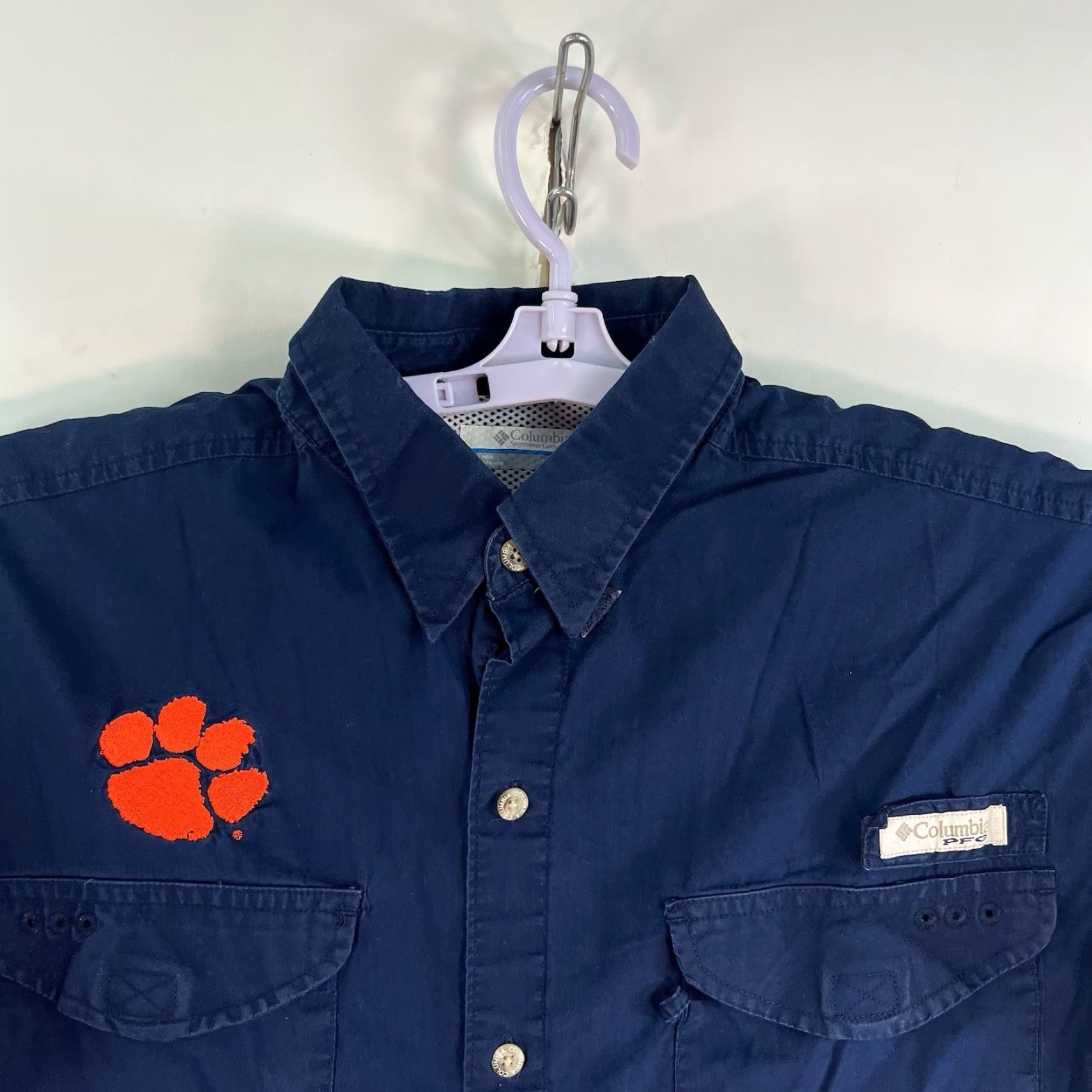 Vintage VINTAGE Clemson Tigers Columbia PFG Button-Up Shirt Men’s M Blue Short Sleeve Tiger Logo Size US M / EU 48-50 / 2 - 2 Thumbnail