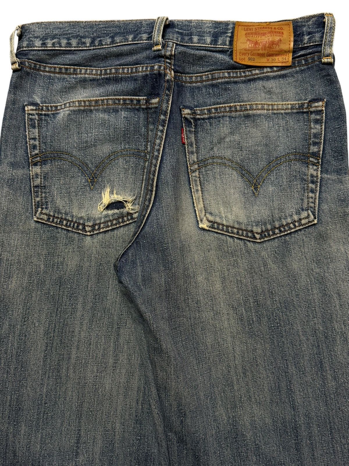 Levi's Vintage 90s Levis 502 Blue Faded Wash Distressed Regular Fit Size US 30 / EU 46 - 5 Thumbnail