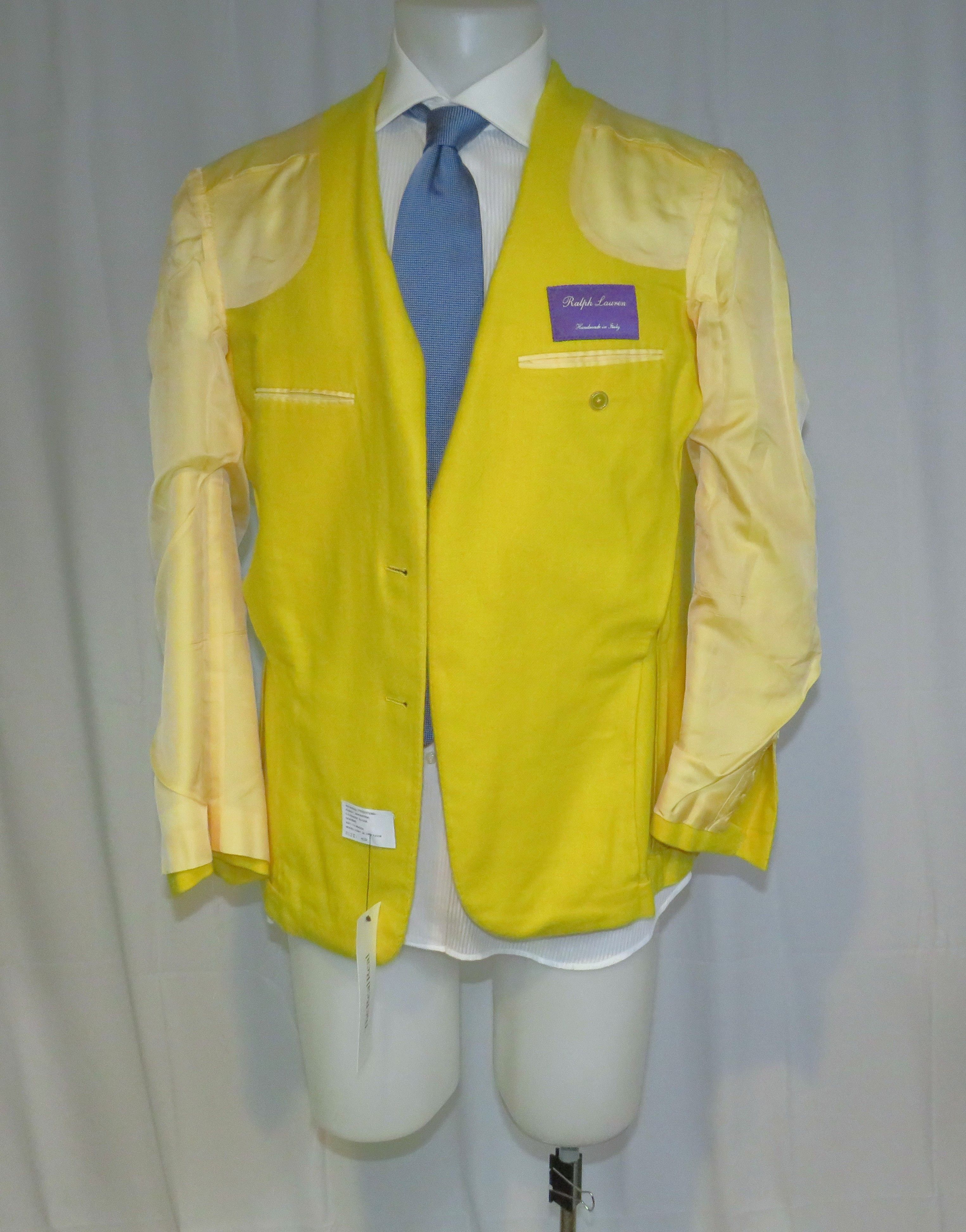Ralph Lauren Purple Label Handmade Yellow Brushed Cashmere Blazer 40R NWT $5495 Size 40R - 10 Thumbnail