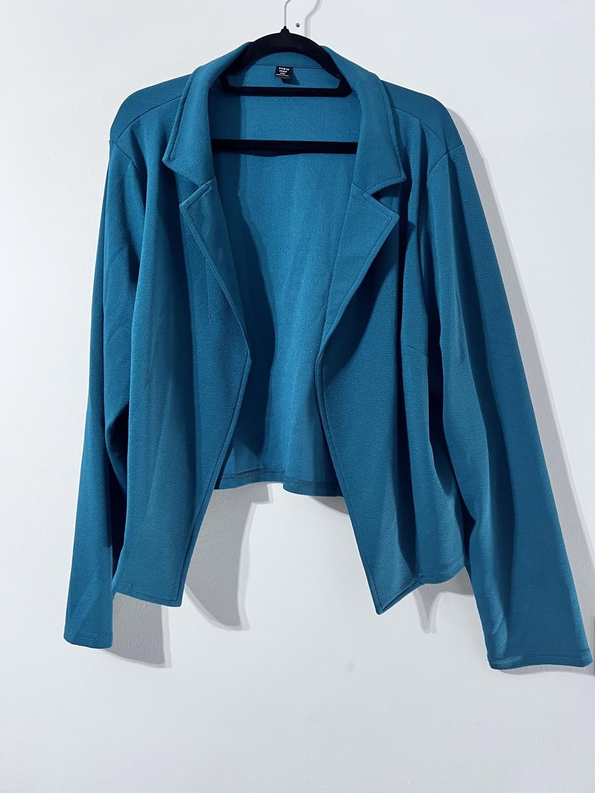 Shein Shein Curve Teal Open Blazer Jacket – Size 4XL Size 4XL / US 24-26 - 1 Thumbnail