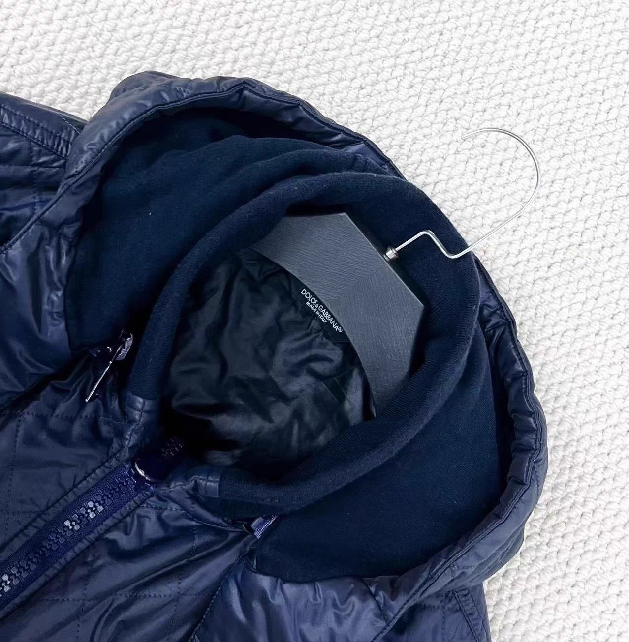 Dolce & Gabbana DG Navy Metallic Nylon Coated Hooded Jacket 54 Unisex Size US L / EU 52-54 / 3 - 3 Thumbnail