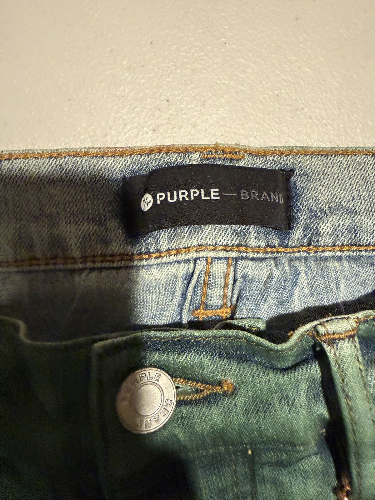 Purple Brand green on light blue slightly distressed | purple brand jeans Size US 33 - 5 Thumbnail