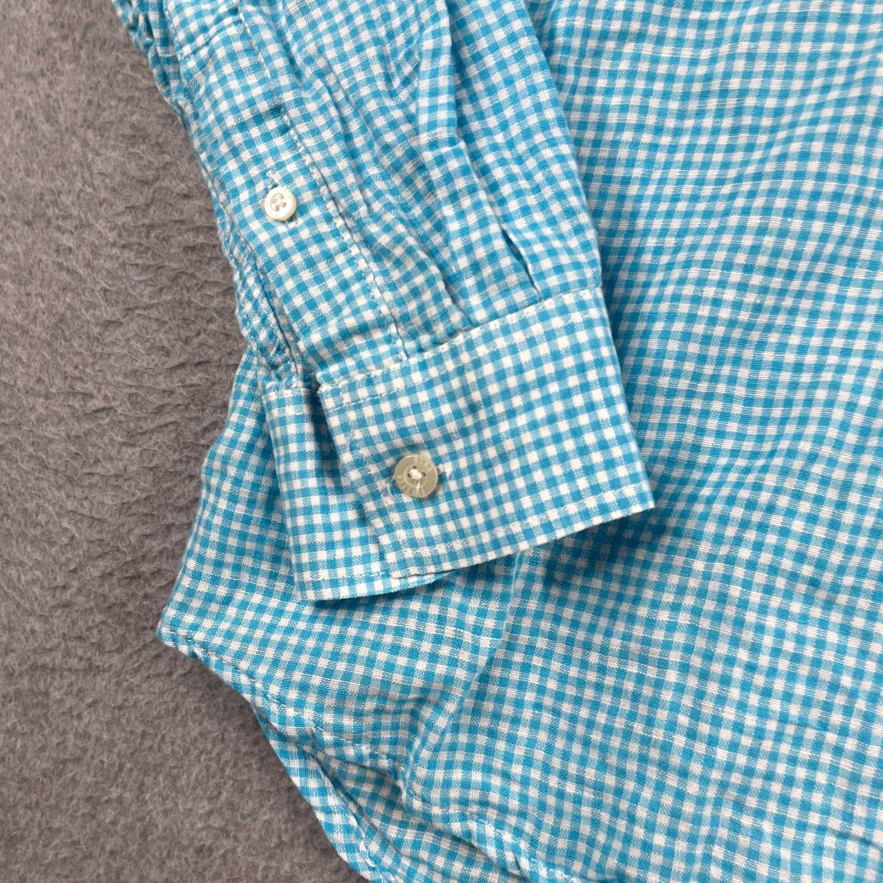 Vintage Alan Flusser Shirt Mens Button-Up Long Sleeve Linen Blend Gingham Medium Light Blue Casual Dress/Party Shirt Size US M / EU 48-50 / 2 - 2 Thumbnail