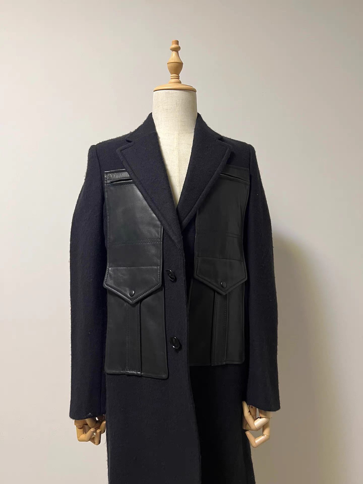 Maison Margiela Maison Martin Margiela Men's Leather Panel Wool Coat K9 Size US M / EU 48-50 / 2 - 1 Thumbnail
