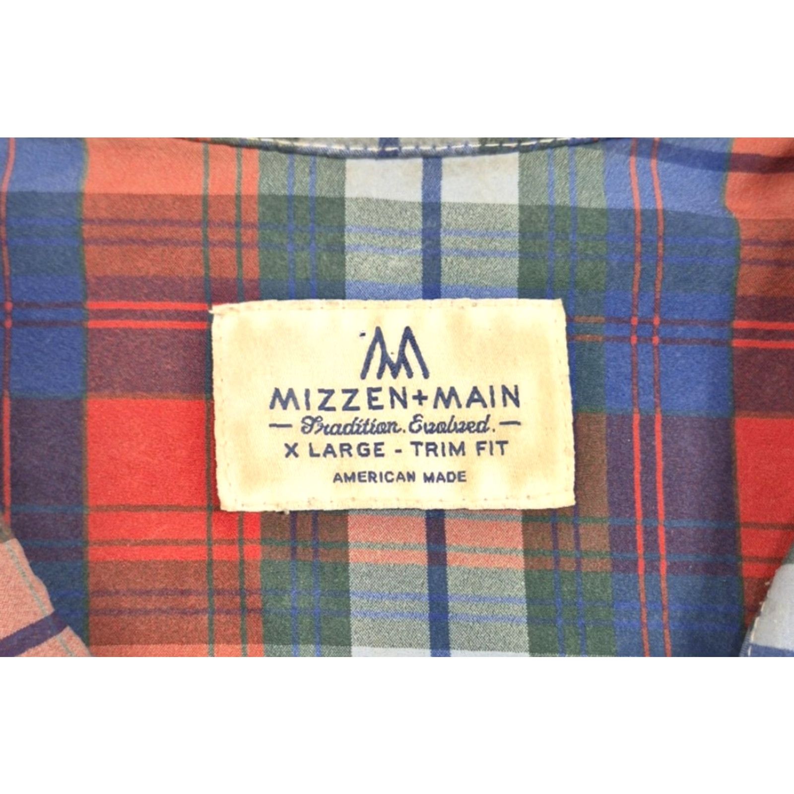 Mizzen+Main Mizzen+Main Button Up Shirt Mens XL Red Plaid Long Sleeve Trim Fit Stretch Shirt Size US XL / EU 56 / 4 - 5 Thumbnail