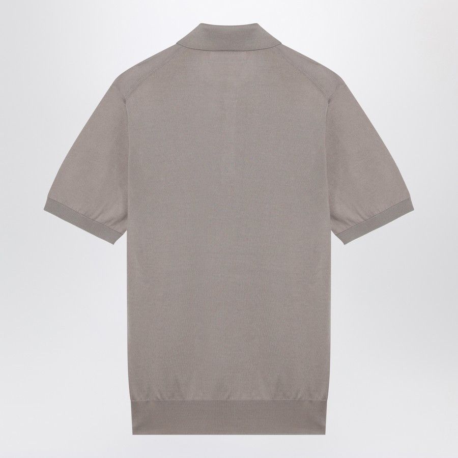 Brunello Cucinelli o1d2blof0226 Cotton Knit Polo Shirt in Light Brown Size US M / EU 48-50 / 2 - 2 Thumbnail